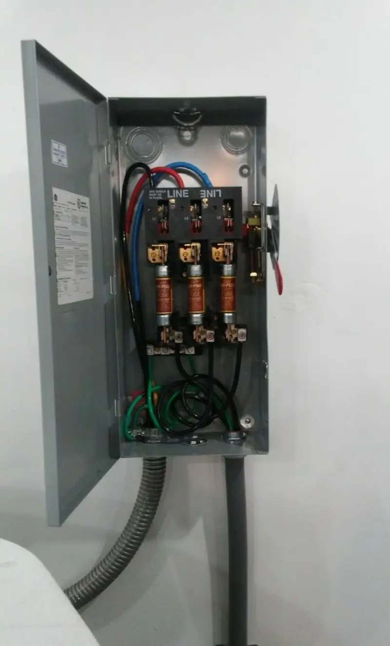 Three-phase disconnect switch installed for Smoke Detector Installation in Anderson